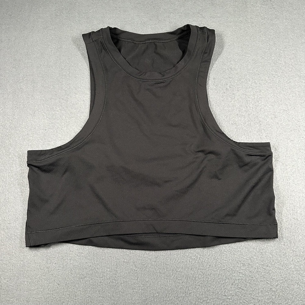 Lululemon Cropped Tank Top Womens Medium Black High Neck Mesh Running Workout
